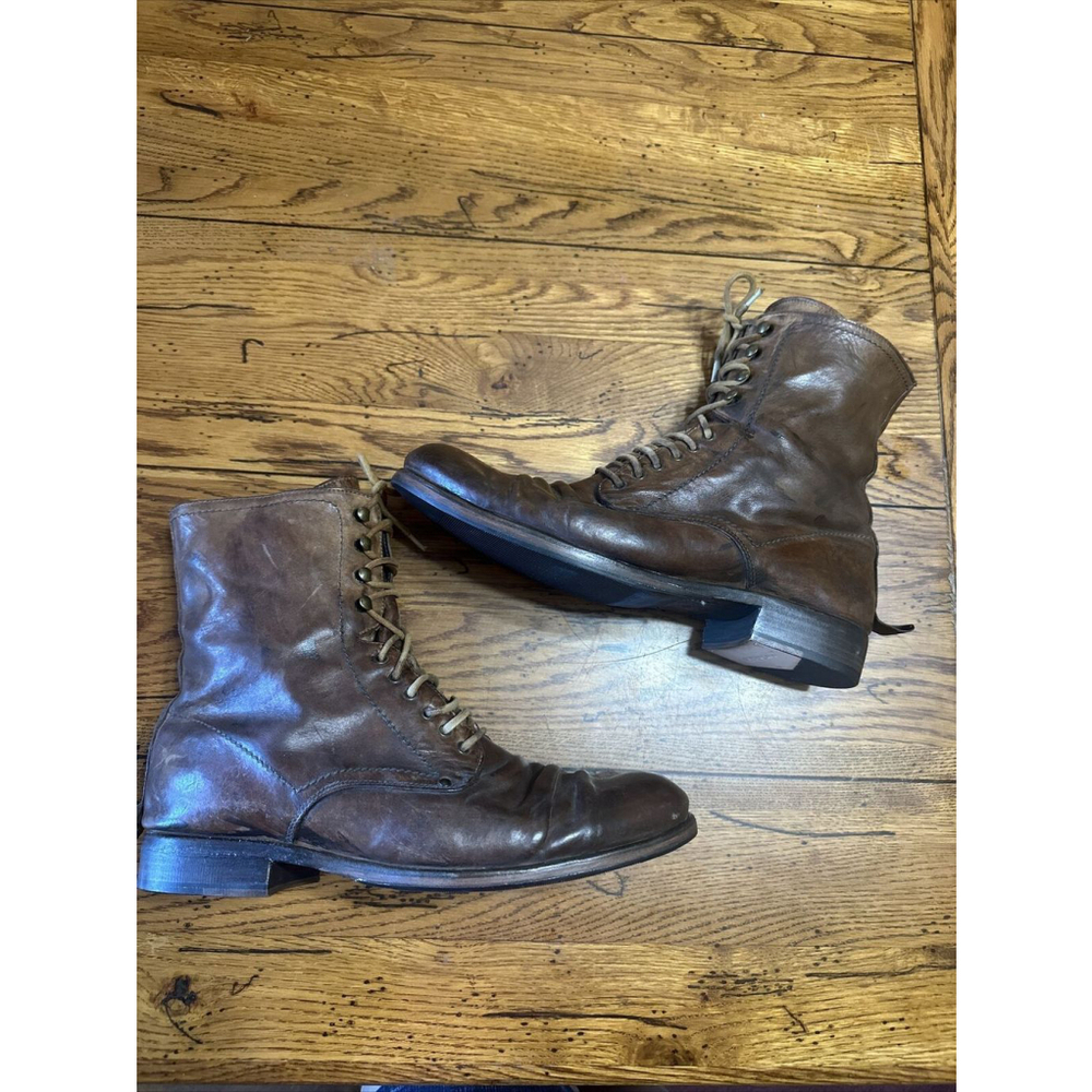 SHORO Unisex Handmade In Italy EU44 US 13.5 Women\ 11 Men Leather Military Boots